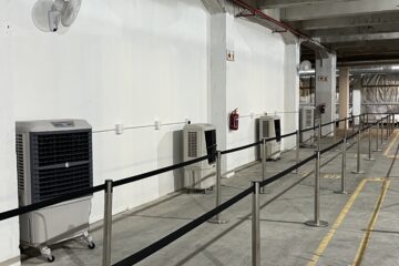 Chillout mobile air chillers at cruise terminal check-in area