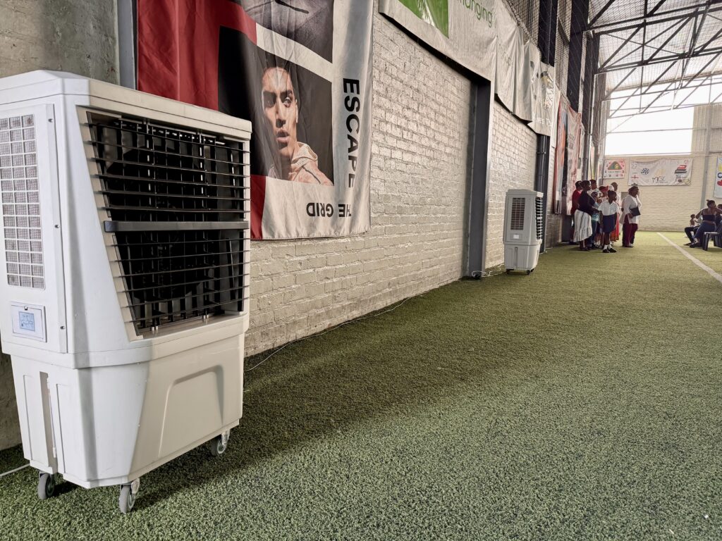 Evaporative Air Coolers used inside a large-size Community Sports Centre in Mbekweni, Paarl
