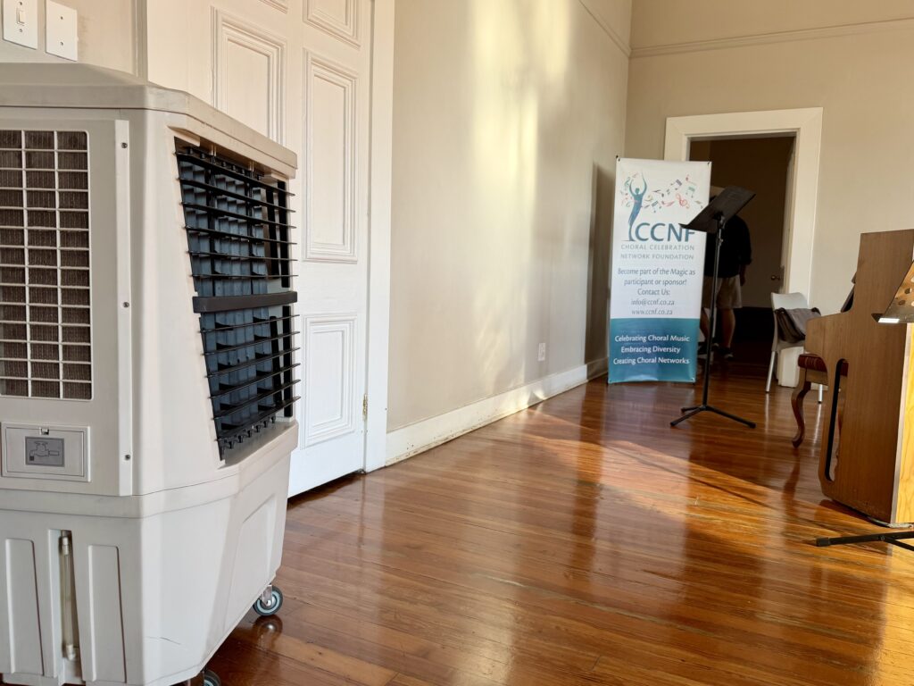 Air coolers installed in indoor rehearsal room Cape Town
