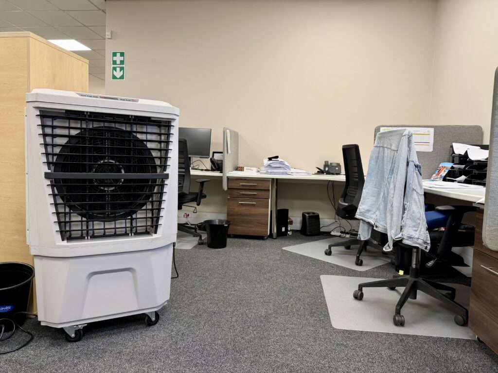 Large office space cooled with industrial air coolers Paarl